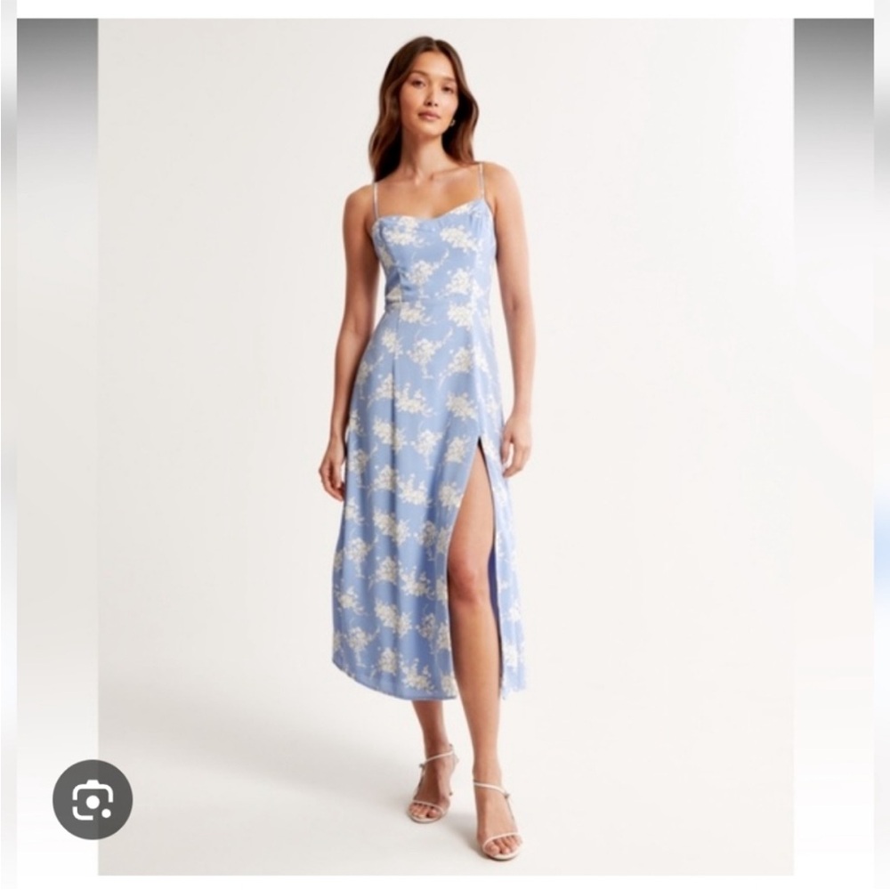 Abercrombie & Fitch Camille Midi Dress in Blue Floral